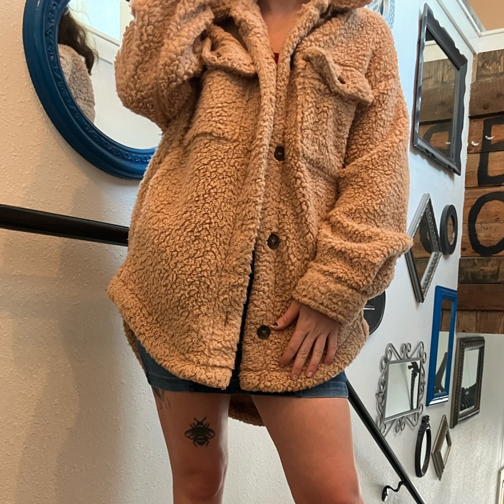 Tan Sherpa Shacket